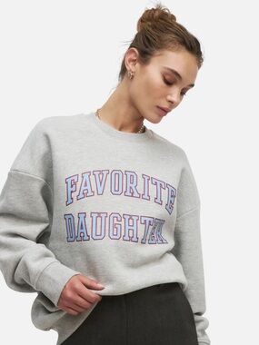 Favorite Daughter Gray Graphic Crewneck Sweatshirt